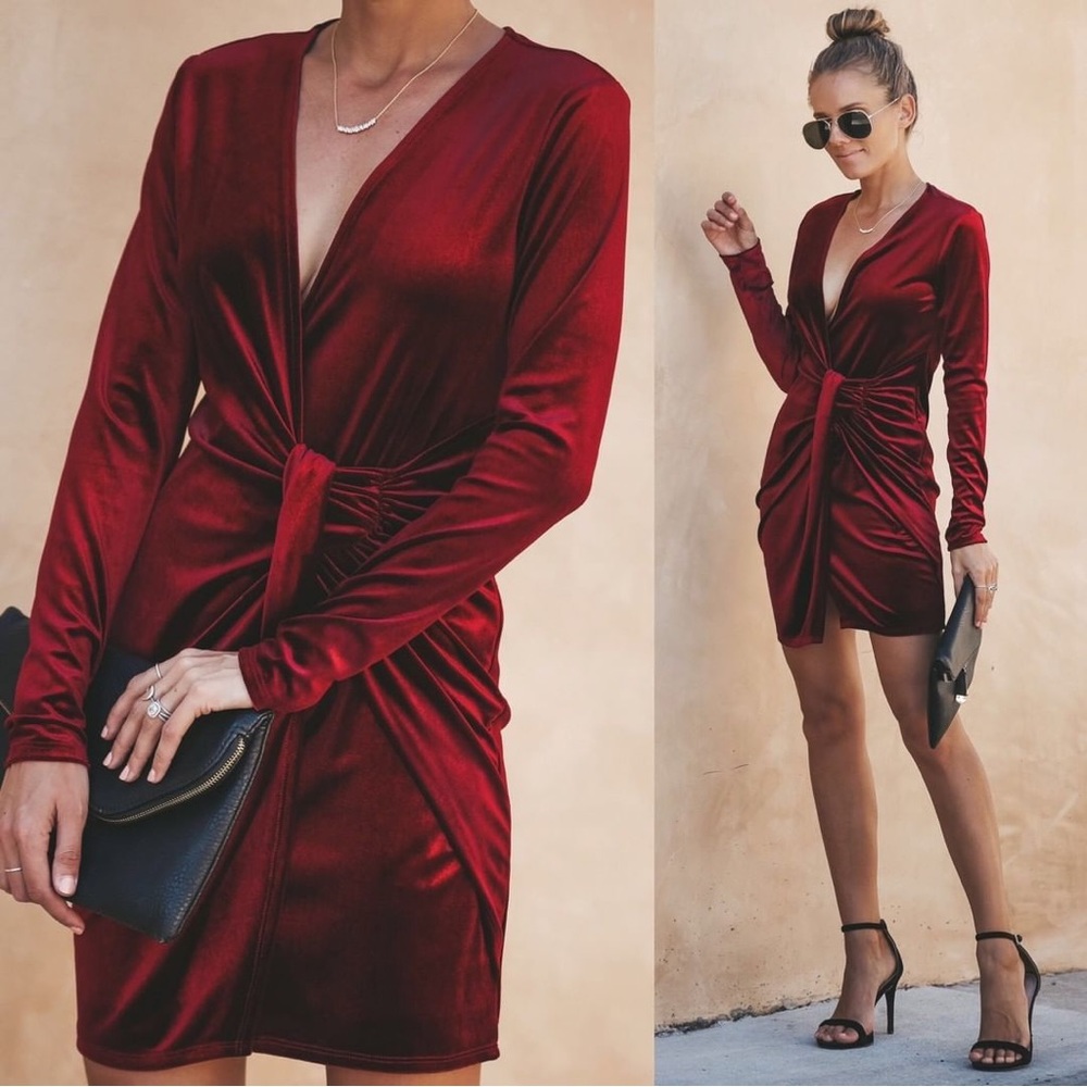 Velvet Twist Detail Dress